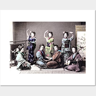 Japanese Women Playing Music & Dancing 1870s–1890s Posters and Art